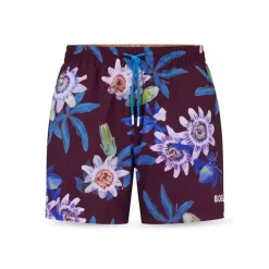 Cheap 👍 BOSS Piranha Tropical Swim Shorts Dark Purple ✔️