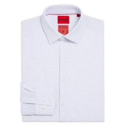 Cheap ✔️ HUGO Kenno Diamond Print Slim Fit 👗 Dress 👚 Shirt Open White 😉