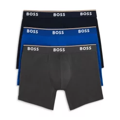 Flash Sale 😍 BOSS Power Cotton Blend Boxer Briefs, Pack Of 3 Open Blue 😉