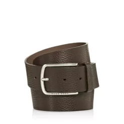 Hot Sale 🔔 BOSS Hugo Boss Men's Sander Pebbled Leather Belt Dark Brown ✨