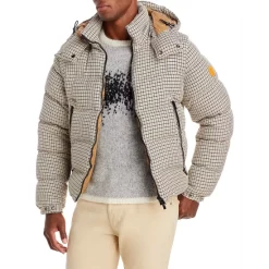 Hugo Boss Shop 26 Deals π₯° BOSS Dolson Houndstooth Down Puffer Jacket Medium Beige βοΈ