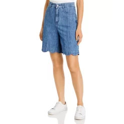 Brand new β BOSS Scalloped Hem Denim Shorts In Blue π