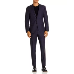 Best Pirce ✨ BOSS H-Huge Tonal Check Slim Fit Suit Dark Blue 💯