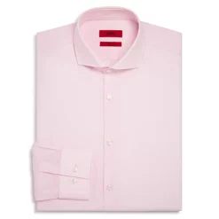 Best deal 👏 HUGO Solid Slim Fit 👗 Dress 👚 Shirt Light Pink 😀