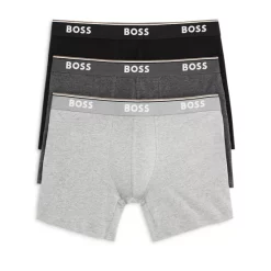 Deals ❤️ BOSS Power Cotton Blend Boxer Briefs, Pack Of 3 Open Gray 👍