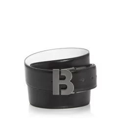 New 😀 BOSS Hugo Boss Men's Logo Buckle Reversible Leather Belt Black ⭐