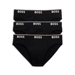 Discount 🛒 BOSS Power Cotton Blend Briefs, Pack Of 3 Black 🥰