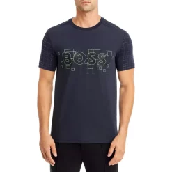 New ✨ BOSS Slim Fit Glow In The Dark Logo Graphic Tee Dark Blue 👍