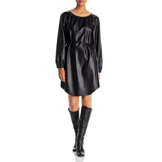 Top 10 🥰 BOSS Dejala Belted Faux Leather 👗 Dress Black 💯 4 Top 10 🥰 BOSS Dejala Belted Faux Leather 👗 Dress Black 💯 - Image 2