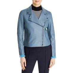 Coupon 👍 BOSS Saleli Leather Jacket Open Blue 🧨 -Hugo Boss Shop unnamed file 145