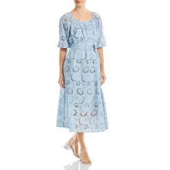 Discount 💯 BOSS Dolara Cotton 👗 Dress Blue Dust Fantasy 🌟