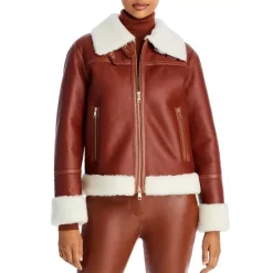 Wholesale ✨ BOSS Shearling Trim Leather Jacket Medium Brown ❤️ -Hugo Boss Shop unnamed file 1479