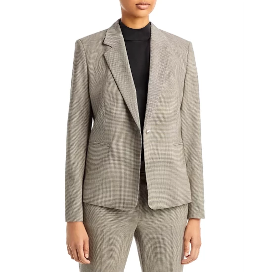 Brand new 👍 BOSS Wool Check Notch Lapel Blazer Beige Houndstooth 🌟 2 Brand new 👍 BOSS Wool Check Notch Lapel Blazer Beige Houndstooth 🌟