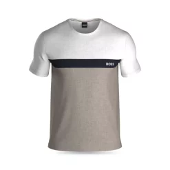 New 🎉 BOSS Color Blocked Logo Graphic Tee Light Beige 😀