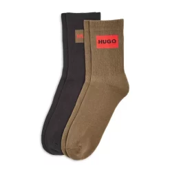 Discount 🥰 BOSS Ribbed Cotton Blend Logo 🧦 Socks Dark Green 💯