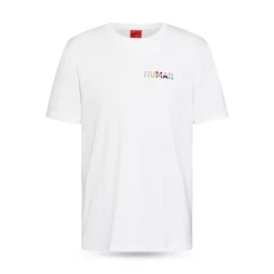 Outlet 😍 HUGO Dain Regular Fit Short Sleeve Logo Tee White 🌟