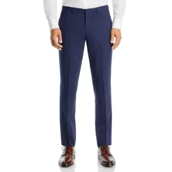 Top 10 🎁 HUGO Hesten Extra Slim Fit Tonal Check Suit Pants Dark Blue 😀