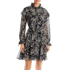 Best Sale 🌟 BOSS Denada Ruffled 👗 Dress Black Fantasy 🔔