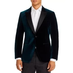 Promo ✔️ BOSS Hutson Velvet Slim Fit Tuxedo Jacket Teal ✔️