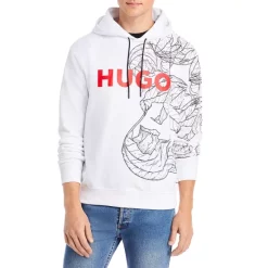 Wholesale ✨ HUGO Danimaux Logo Graphic Pullover Hoodie White ⌛