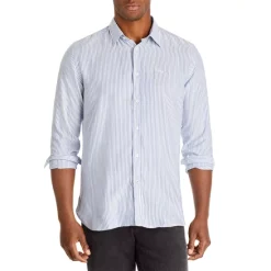 Buy 🎁 BOSS Roger Stripe Print Slim Fit 👚 Shirt Bright Blue 🛒