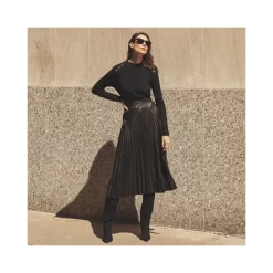 Coupon 🥰 BOSS Vaplita Pleated Faux Leather Midi 👗 Skirt Black 👍 -Hugo Boss Shop unnamed file 293