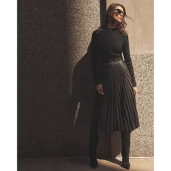 Coupon 🥰 BOSS Vaplita Pleated Faux Leather Midi 👗 Skirt Black 👍 -Hugo Boss Shop unnamed file 294