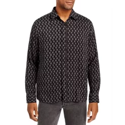Flash Sale 🧨 HUGO Emero Geometric Print Relaxed Fit 👚 Shirt Dark Gray 🤩