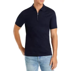 Cheap 🧨 BOSS Polston Quarter Zip Polo 👚 Shirt Dark Blue 👏
