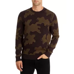 Flash Sale 🔥 HUGO Scubo Cotton Blend Camouflage Relaxed Fit Crewneck Sweater Dark Green ⌛