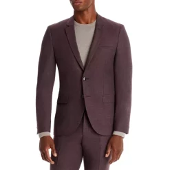 Deals ✔️ HUGO Arti Micro Pattern Extra Slim Fit Suit Jacket Burgundy ❤️