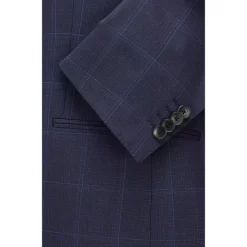 Discount ❤️ BOSS H-Huge Tonal Windowpane Peak Lapel Slim Fit Suit Dark Blue 🤩 -Hugo Boss Shop unnamed file 433