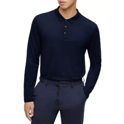 New 😉 BOSS T-Parker 38 Slim Fit Long Sleeve Polo Dark Blue 👍