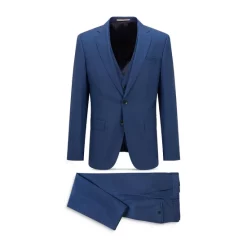 Deals β BOSS Huge/Genius 3-Piece Tic Weave Slim Fit Suit Blue π₯