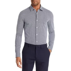 Best Sale 🥰 BOSS Roan Slim Fit Printed Long Sleeve 👕 Shirt Dark Blue 🌟