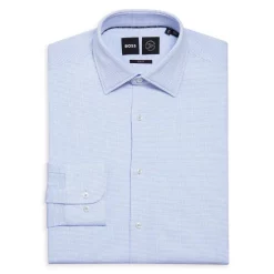 Best reviews of 🌟 BOSS Cotton Stretch Perforated Slim Fit 👗 Dress 👕 Shirt Light Blue 🎉