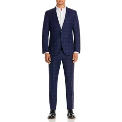 Discount βοΈ BOSS H-HUGE Plaid Slim Fit Suit Blue π