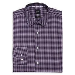 Flash Sale ⭐ BOSS Cotton Stretch Poplin Check Slim Fit 👗 Dress 👚 Shirt Red/blue 🎉 -Hugo Boss Shop unnamed file 641