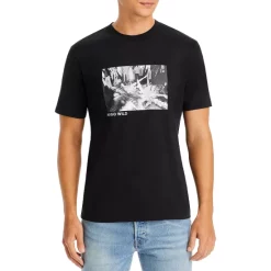 Promo 👏 HUGO Dirls Short Sleeve Graphic Tee Black 👍