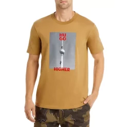 Best deal 💯 HUGO Dunnie Cotton Embroidered Logo Graphic Tee Light Pastel/brown 🥰