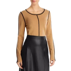 Discount 🌟 BOSS Fomilia Contrast Trim Sweater Iconic Camel 🎉
