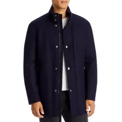 Flash Sale 🥰 BOSS Camron Herringbone Weave 🧥 Coat Dark Grey 🎁