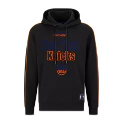 Best Sale 🎁 BOSS New York Knicks WBounce NBA 1023 Cotton Blend Flocked Logo Print Regular Fit Hoodie Black 🥰